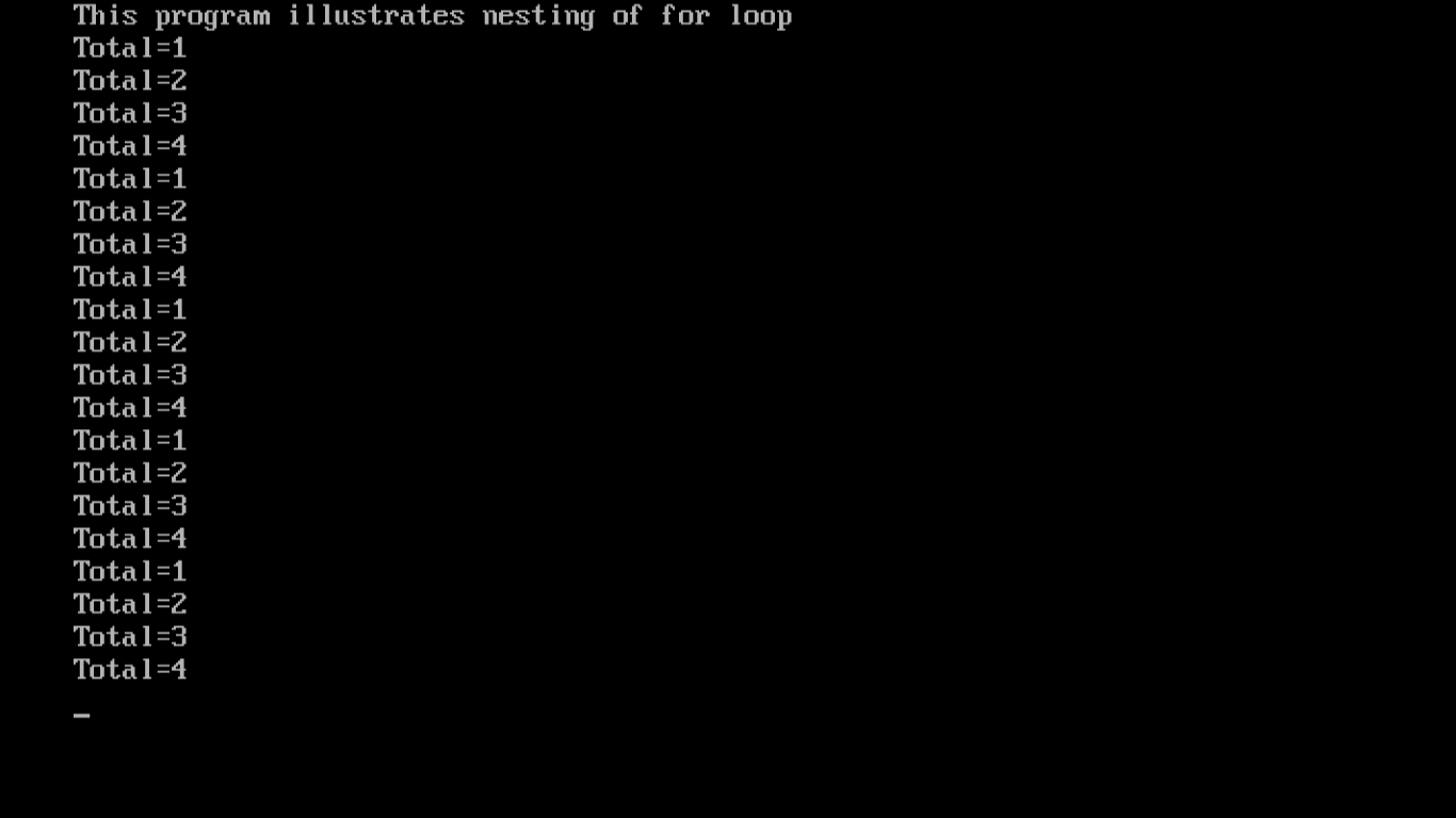 C Nested For Loop example output