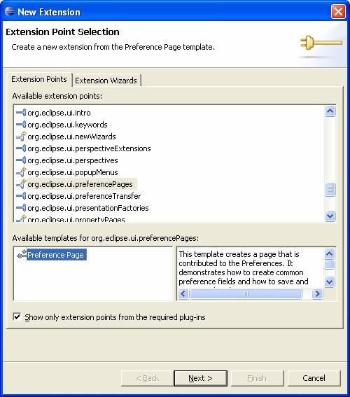 Selecting Preference Page