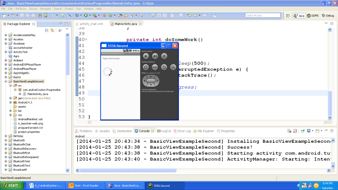 Output of Android BasicViewExampleSecond app