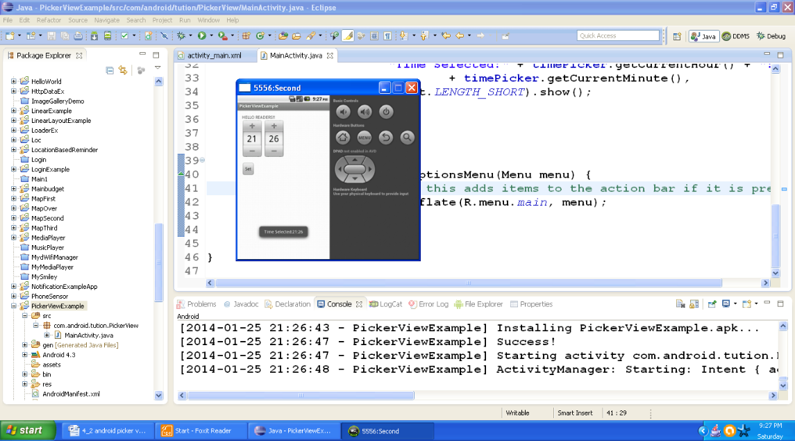 Output of Android PickerViewExample app
