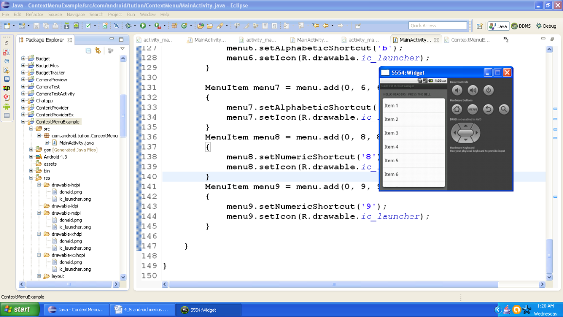 Figure - Output after a long click on the bell