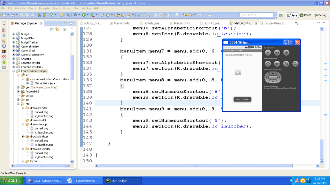 Figure - Output after selecting an item