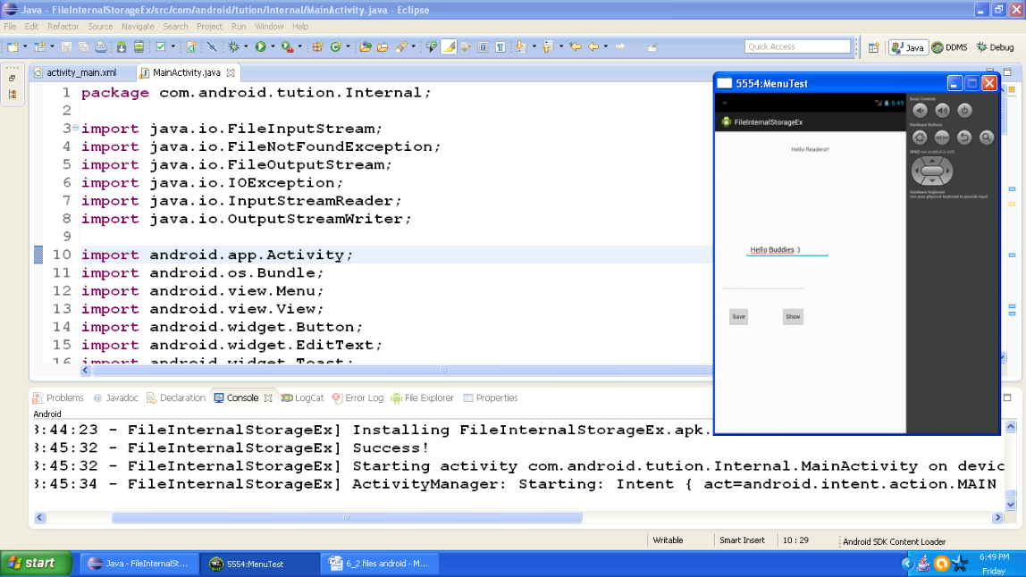 Output after giving first input
