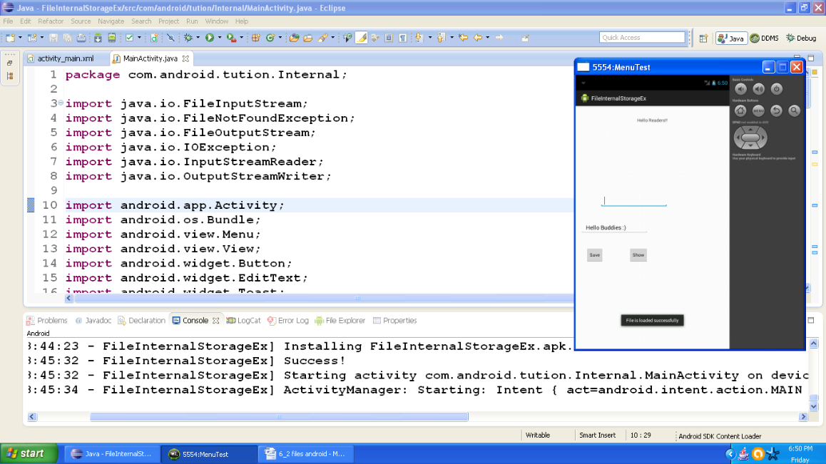  Output after pressing the show button