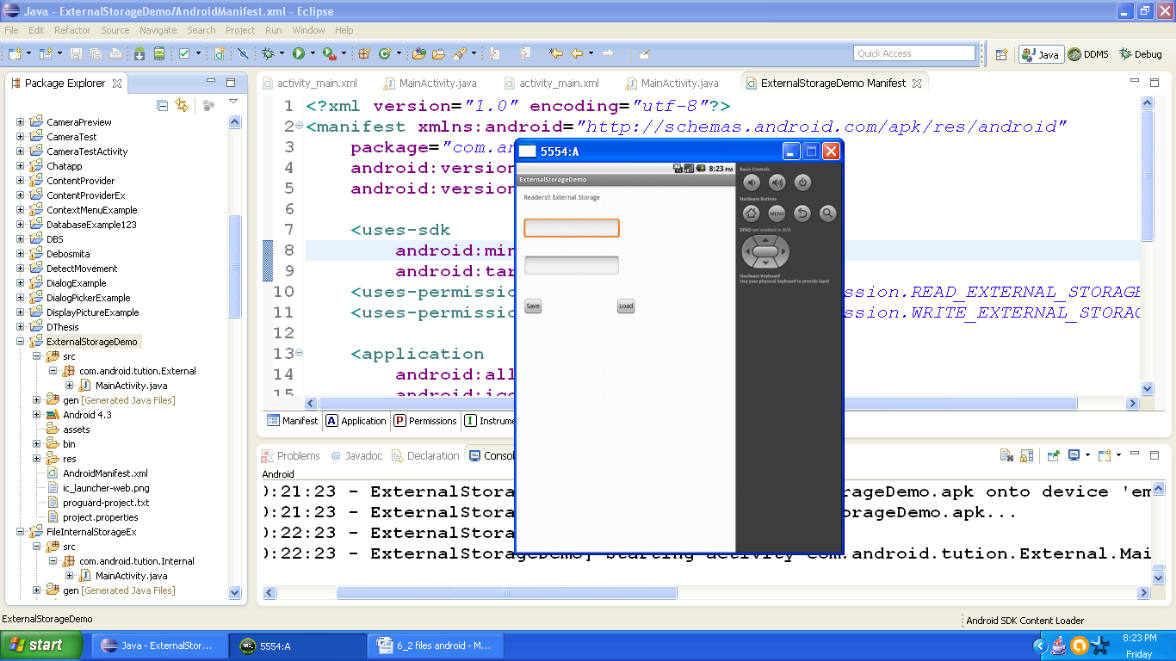 Output after first run of app