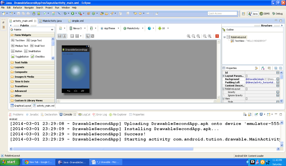 Graphical layout of Android Drawable example