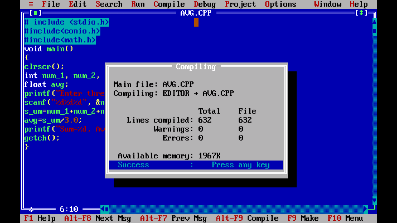 Compiled output of Sample C Program illustrate formatted input and output functions