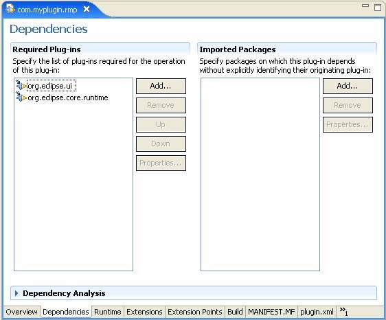 Eclipse plugin menifest Editor Depedencies