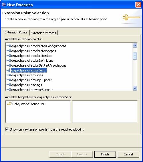 Eclipse Extention point Selection