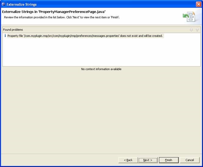 Eclispe externalizing the strings message