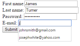 HTML5 auto complete element example