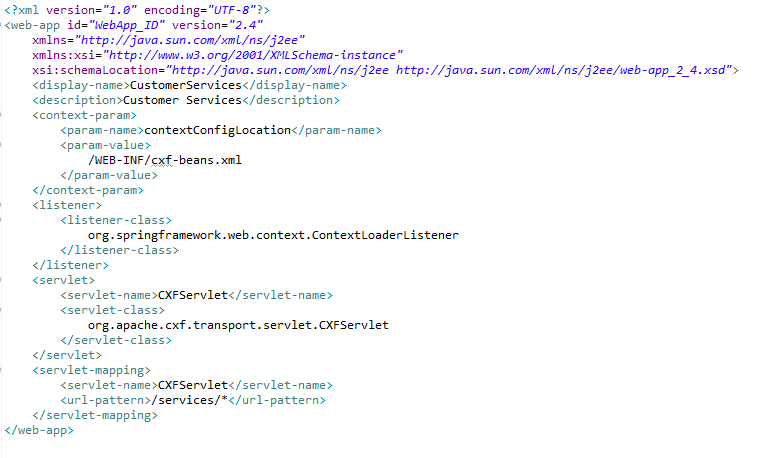 Fig - The cxf servlet is mapped to url pattern as services
