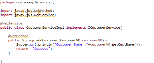 Fig - class implementation for the interface