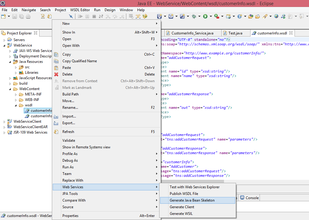 right click on the wsdl file