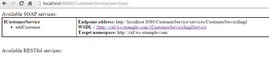 Fig - Service and the link to get WSDL file