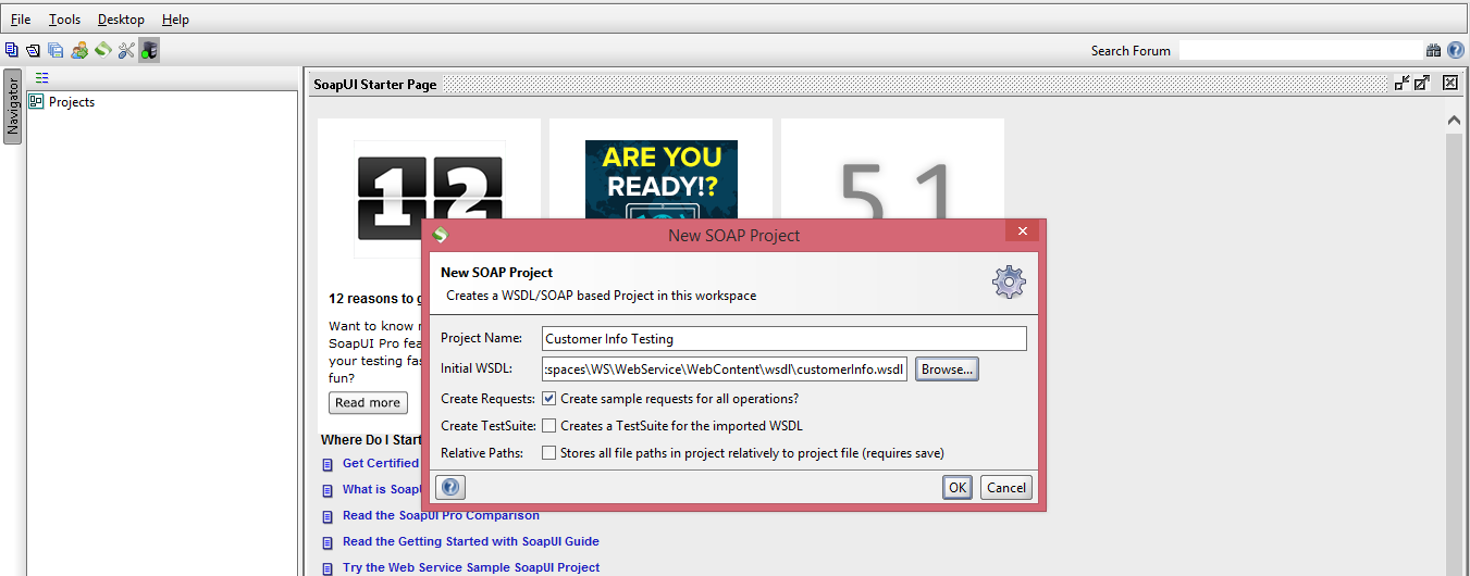 Figure - selecting the wsdl file from the server location