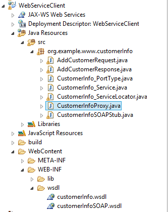 Fig - The generated classes for web service client 