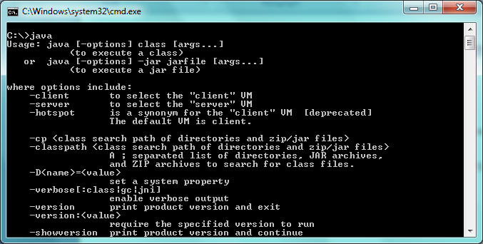 Java SE installation verification