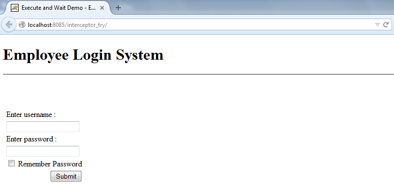 Figure: first run of application