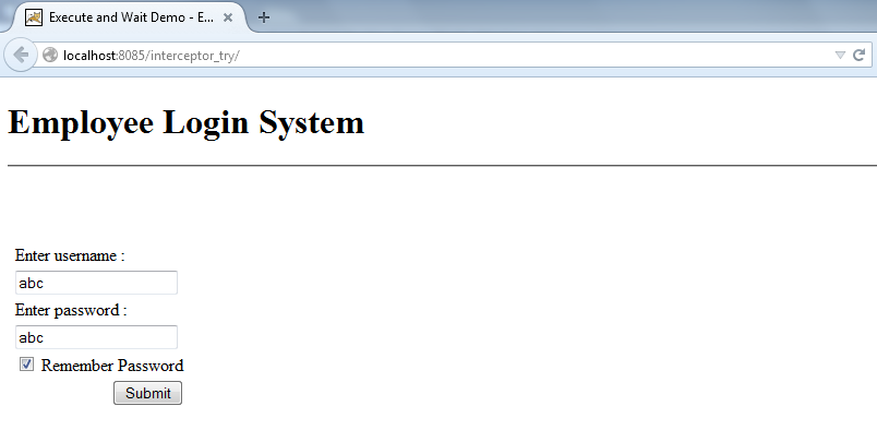 Figure: entering credentials of user. 