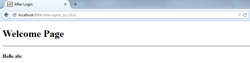 Figure: next.jsp page after verifying credentials and storing name as cookie.