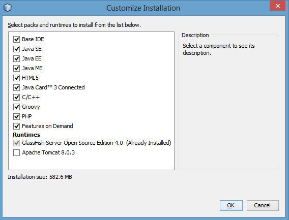 Figure - Enable Apache Tomcat 8.0.3 option 