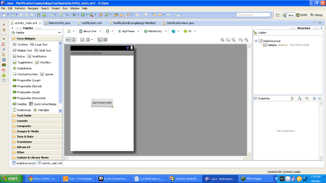 Graphical layout of our android app