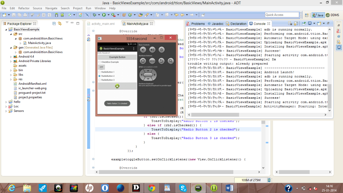 Output after pressing second radio button