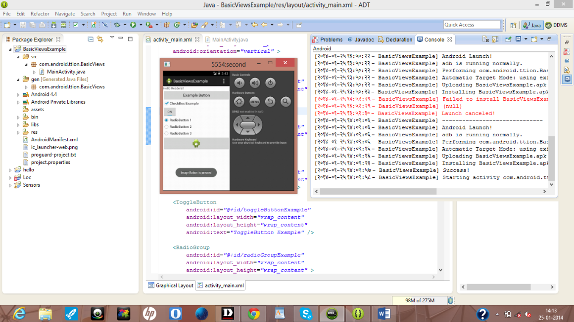 Output after pressing Image Button