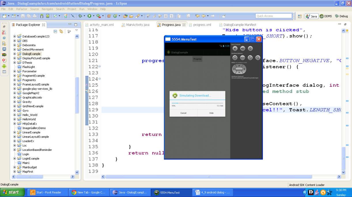  Output after re-pressing the Progress button