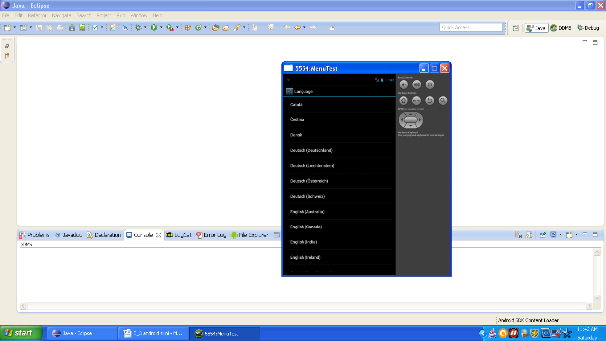 Available language options