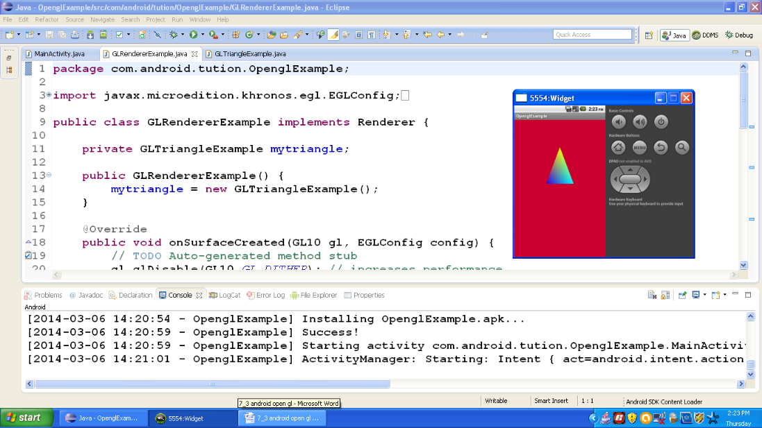 Output of OpenglExample app
